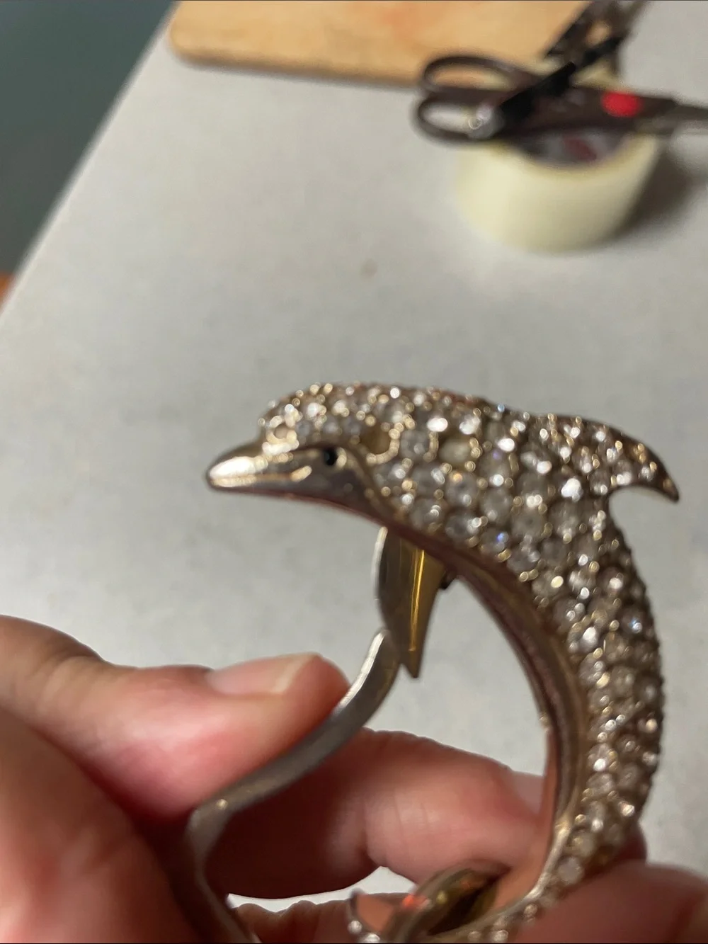 Judith leiber Crystal Dolphin Key fob in Gold
